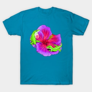 Green Anoles on Flowers T-Shirt